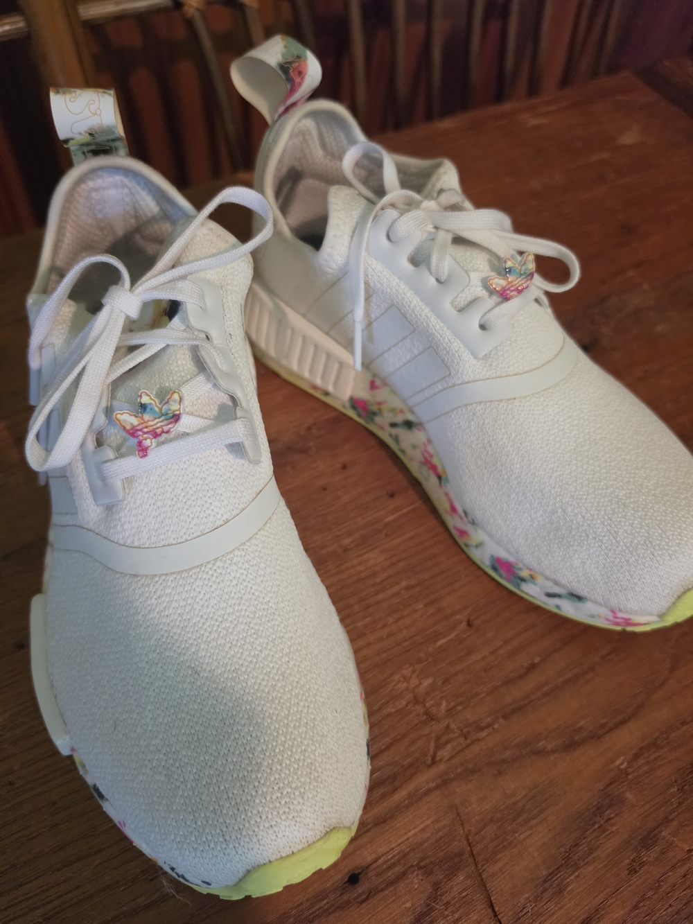 Adidas Womens White Floral NMD R1 Sport Shoes - Picture 10 of 16
